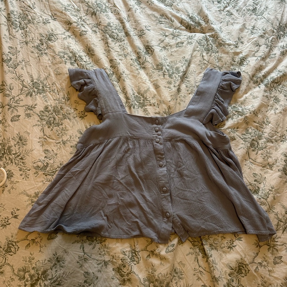 Bohme Charcoal Ruffle Sleeve Blouse